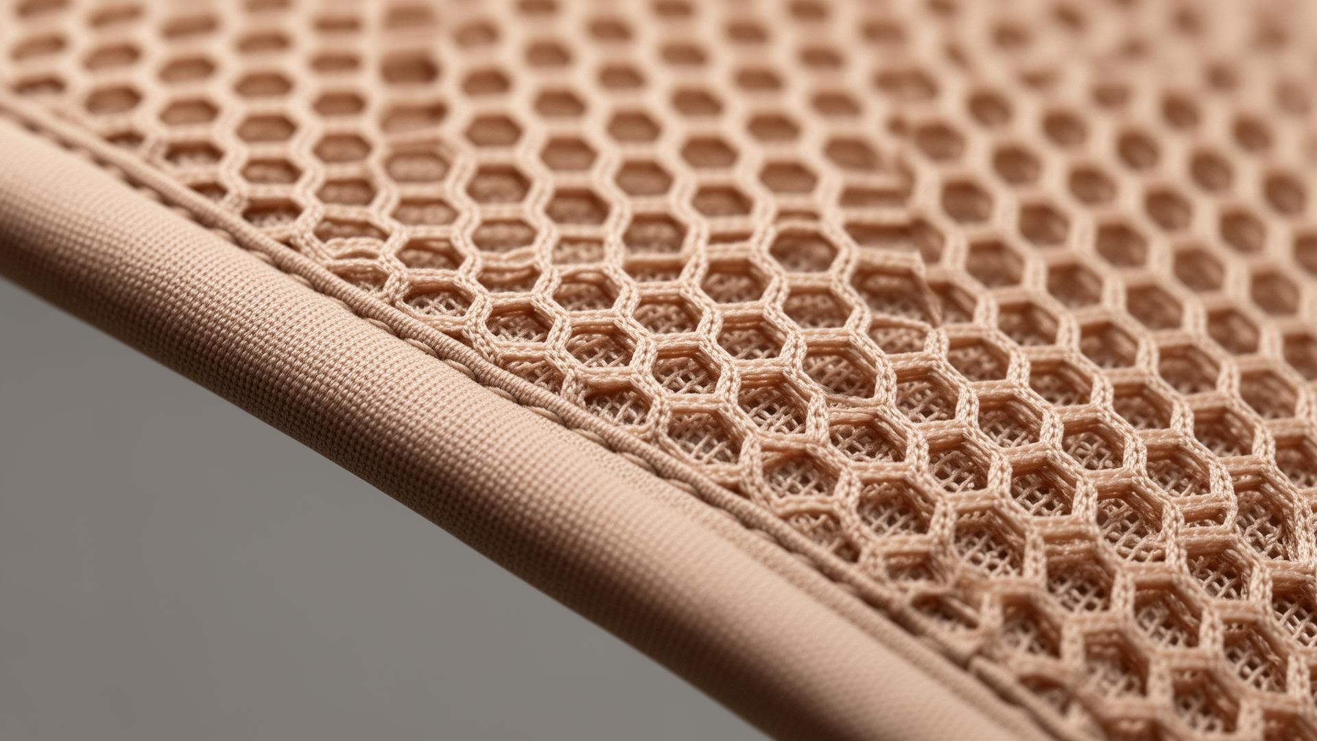 Edge-bonded mesh draped over a stone form, Porto studio